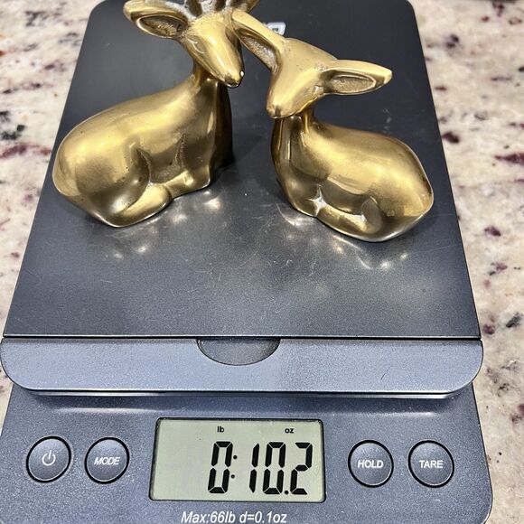 Buck & Deer Sitting Solid Brass Figurines Vintage Book Case Decor, Mantle Decor‎ - Picture 11 of 11